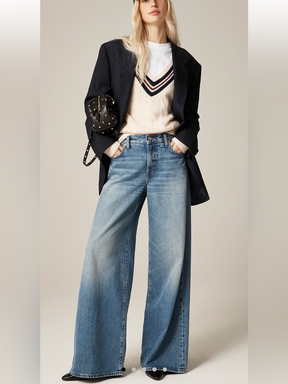NWT J.Crew Mid rise superwide leg jean, Color: BANGKOK WASH DM9616
Size: 27